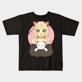 Cat-Eared Anime Charm Kids T-Shirt